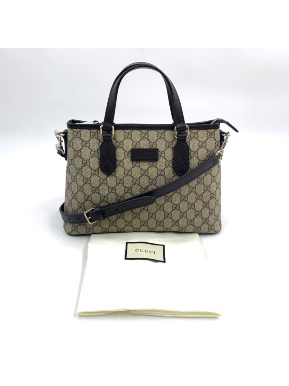 Gucci GG Blooms Shoulder Bag Leather Canvas Brown Silver - Picture 15 of 15